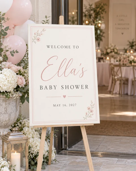 Simple Blush baby shower welcome sign