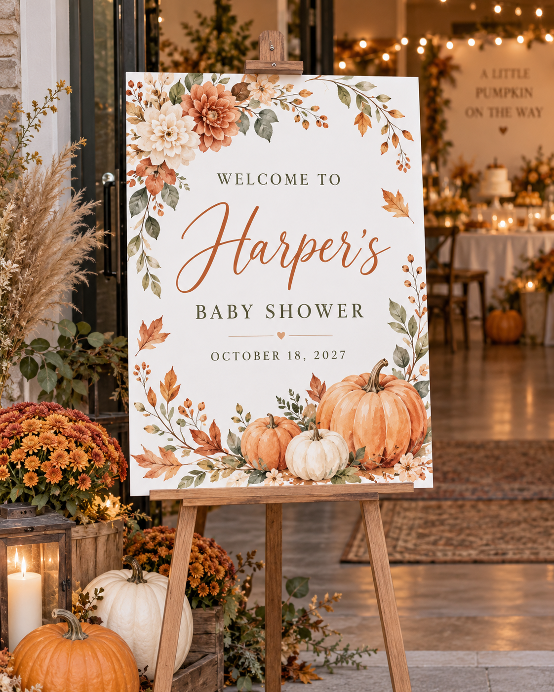 Pumpkin Harvest Floral example sign